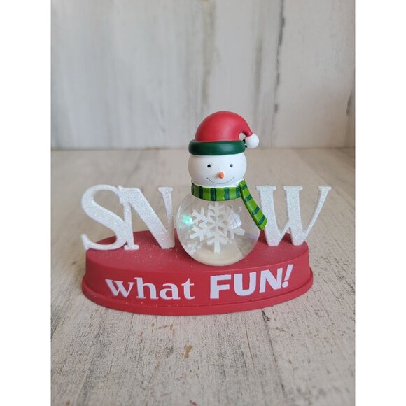 Hallmark snow what fun Snowman snow globe sign Xmas decor - Picture 2 of 6